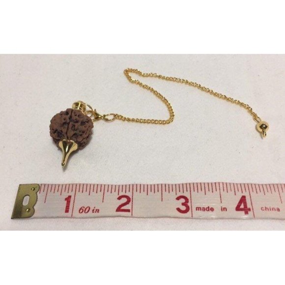 Gold Rudraksha Eye of Shiva Pendulum - 9"/23cm Dow - Picture 3 of 5